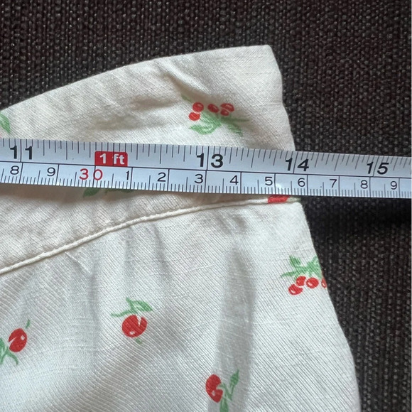 Feather Bone By Anthropologie 2 Cream Cherry Print High Rise Wide Leg Crop Pants - Picture 3 of 8